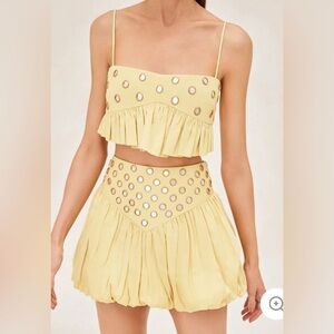 Callistari Cotton suspender mini mirror skirt set - handmade